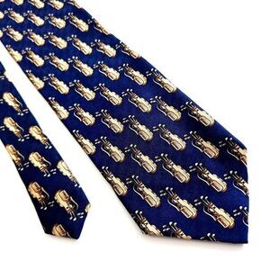 Museum Artifacts Blue‎ Golf Caddy Bag Print Wide Silk Tie